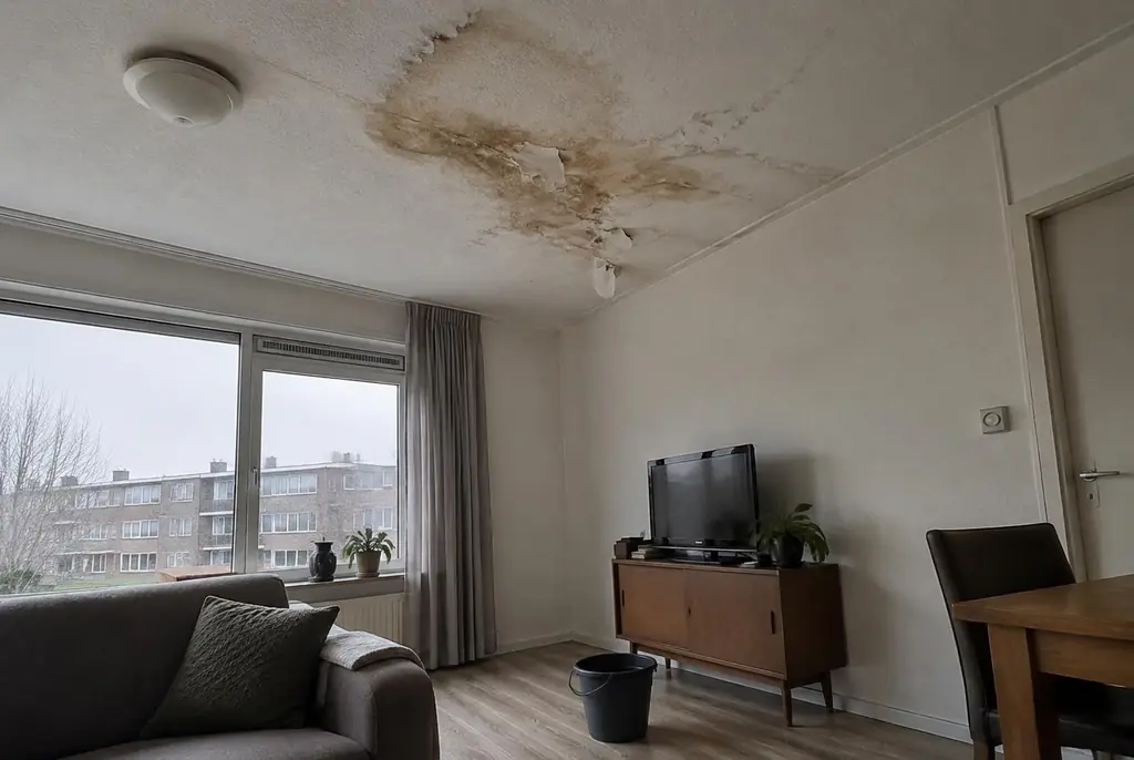 Lekdetectie Barneveld – vochtplek op het plafond onder een badkamer